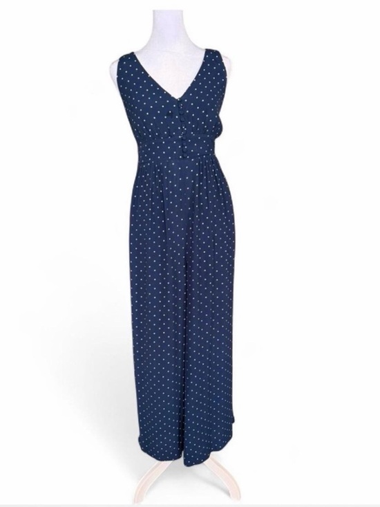 Madewell Pants - Madewell Navy Polka Dot V-Neck Wide-Leg Jumpsuit